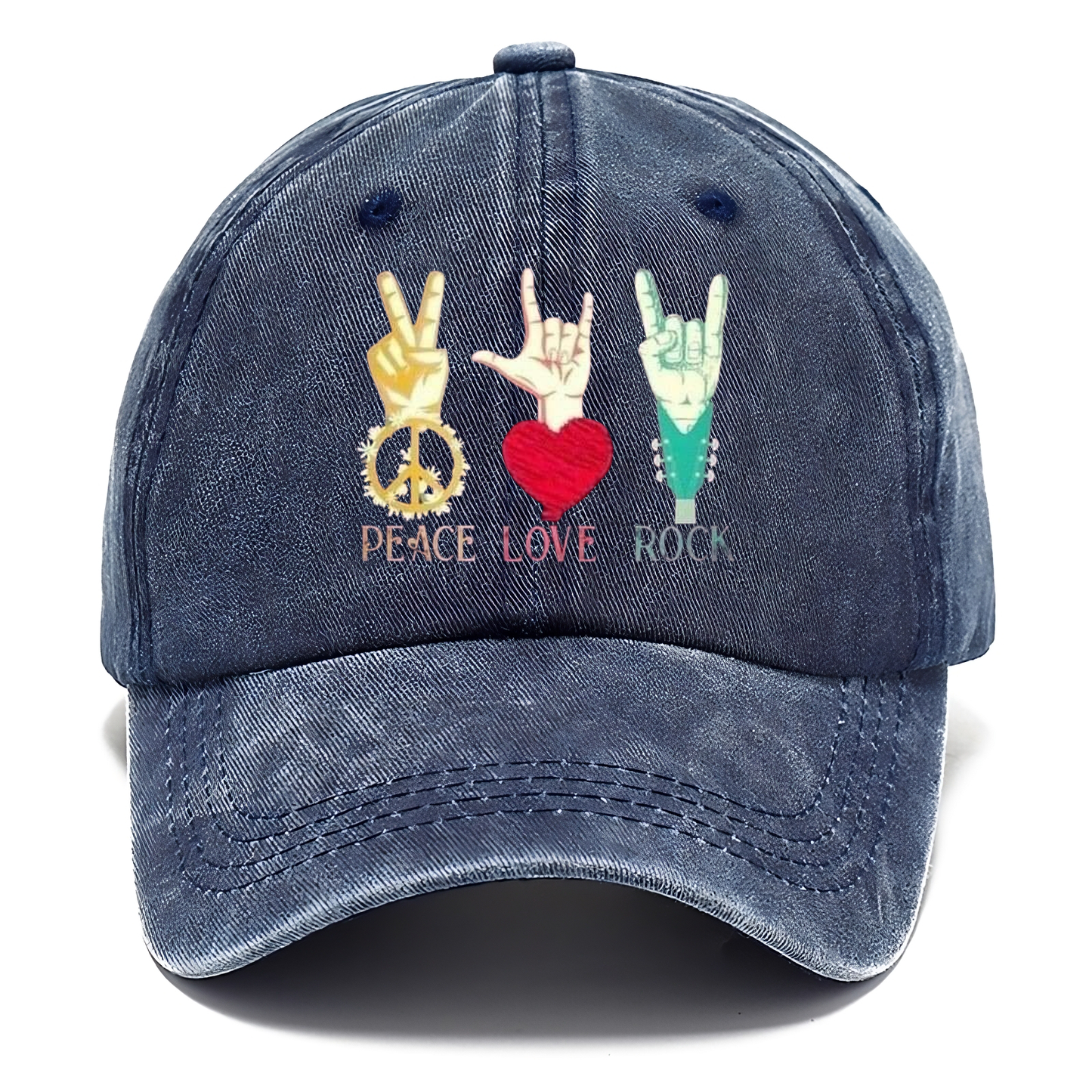 Peace, Love, and Rock 'n' Roll Horns Classic Cap