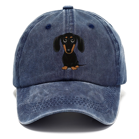 1pc Vintage-Style Dachshund Print Baseball Cap - Distressed Finish, Comfortable Outdoor Sports Wear, Unisex Design