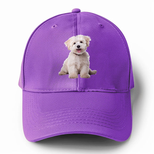 Adorable White Puppy Solid Color Baseball Cap