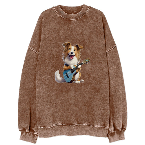 Shepherd Dog Playing A Guitar Vintage Sweatshirt