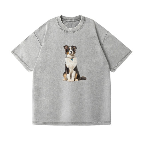 Attentive Australian Shepherd Sitting Upright Vintage T-shirt