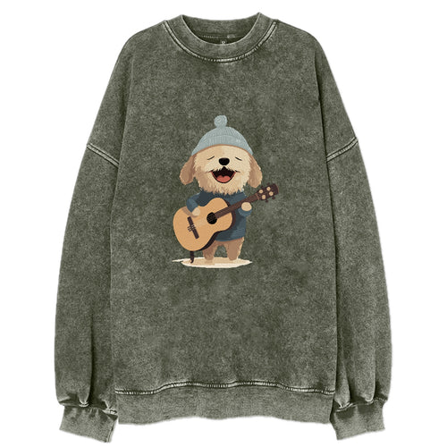 Dog Playing Guitar Vintage Sweatshirt