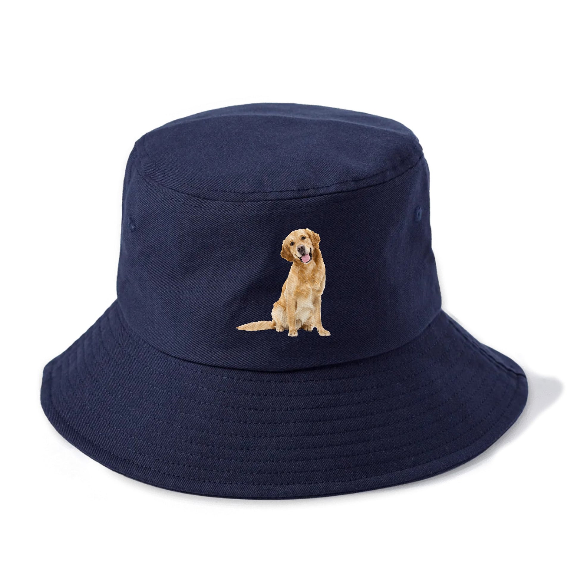 Joyful golden retriever with a radiant smile Hat