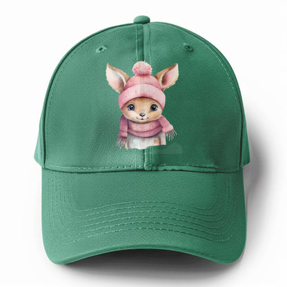 baby deer wearing pink beanie Hat