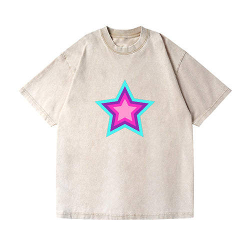 Retro 80s Star Rainbow Blue Vintage T-shirt