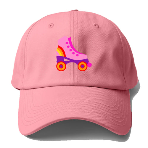 Retro 80s Roller Skate Pink Baseball Cap For Big Heads