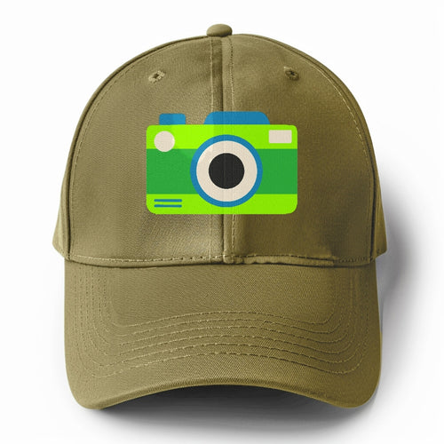 Retro 80s Camera Green Solid Color Baseball Cap