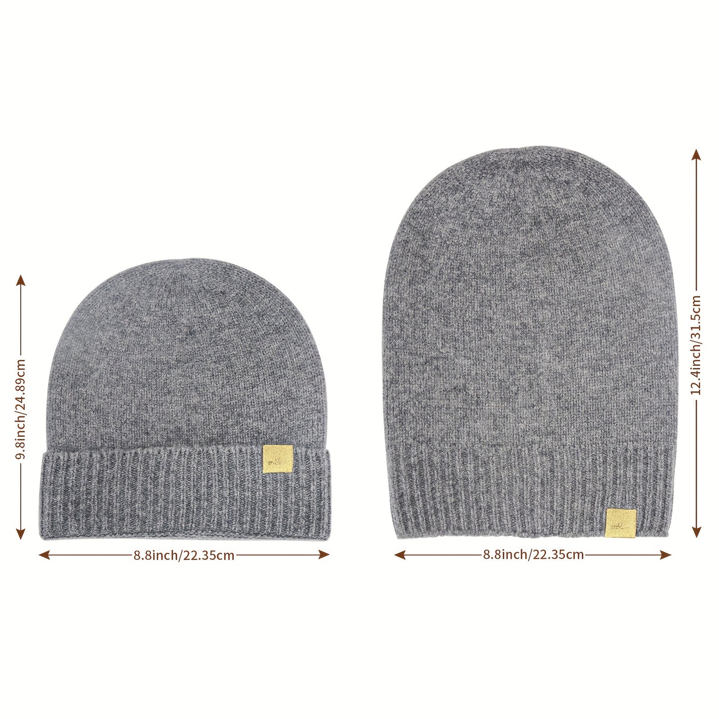 Pandaize Gorro de punto de lana merino premium | Gorra unisex de color sólido para invierno