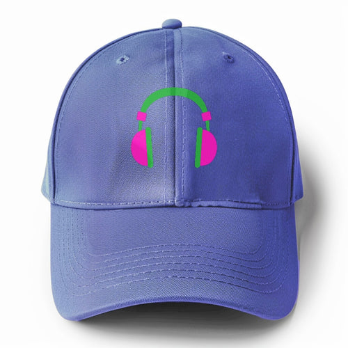 Retro 80s Headphones Pink Solid Color Baseball Cap