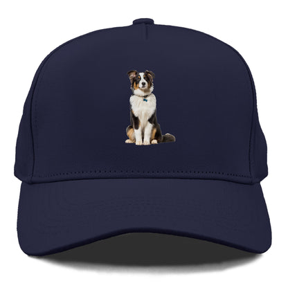 Attentive Australian Shepherd sitting upright Hat