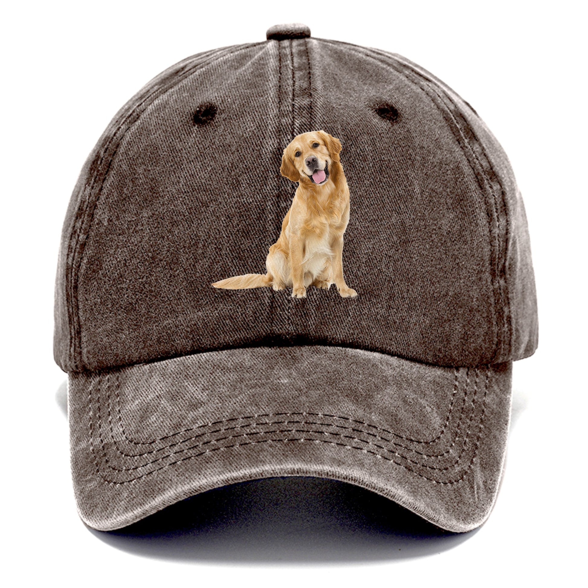 Joyful golden retriever with a radiant smile Hat