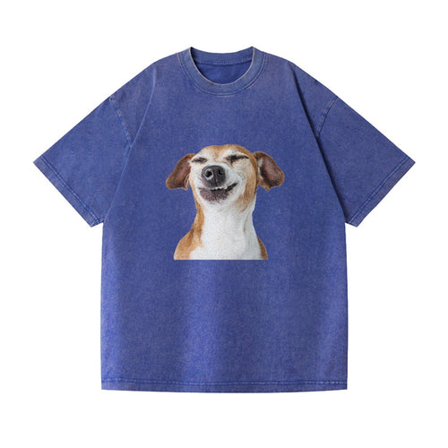 Joyful Jack Russell Terrier With A Beaming, Toothy Smile Vintage T-shirt