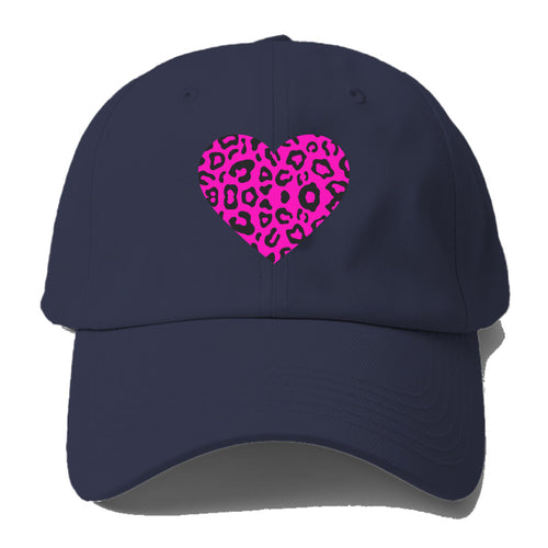 Retro 80s Heart Cheetah Print Baseball Cap For Big Heads