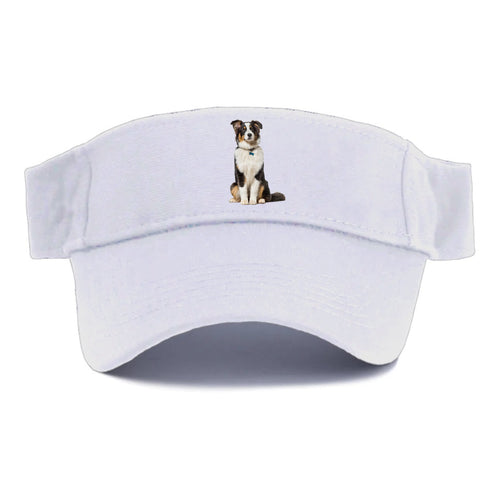 Attentive Australian Shepherd Sitting Upright Visor