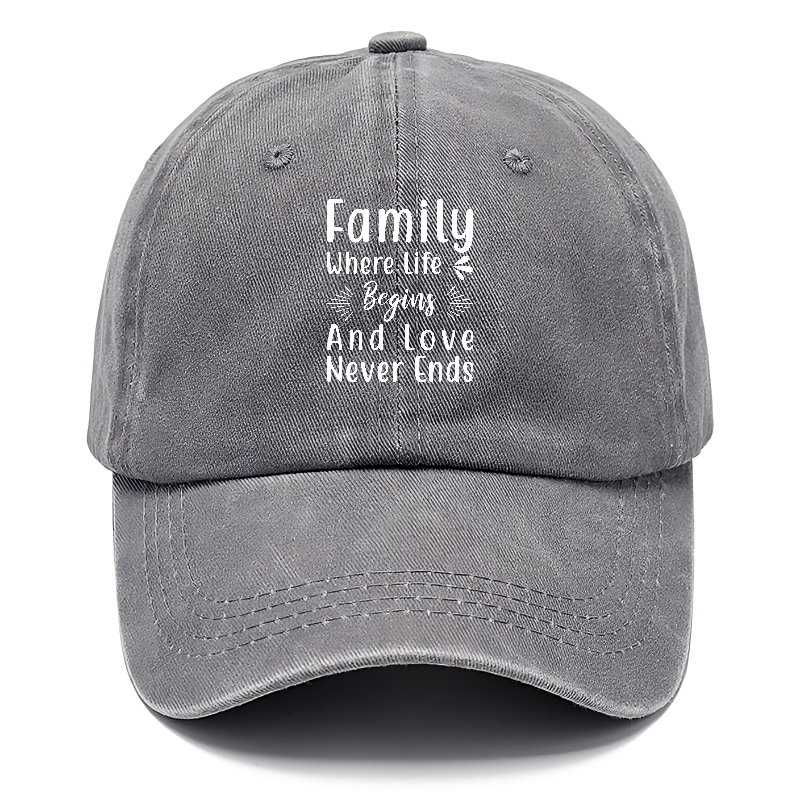 Family where life begins and love never ends Hat