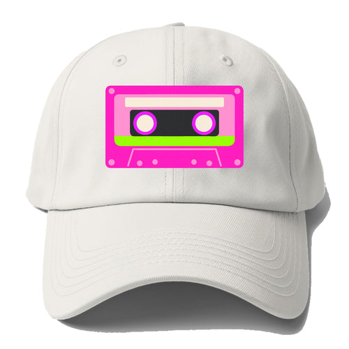 Retro 80s Cassette Pink Baseball Cap For Big Heads