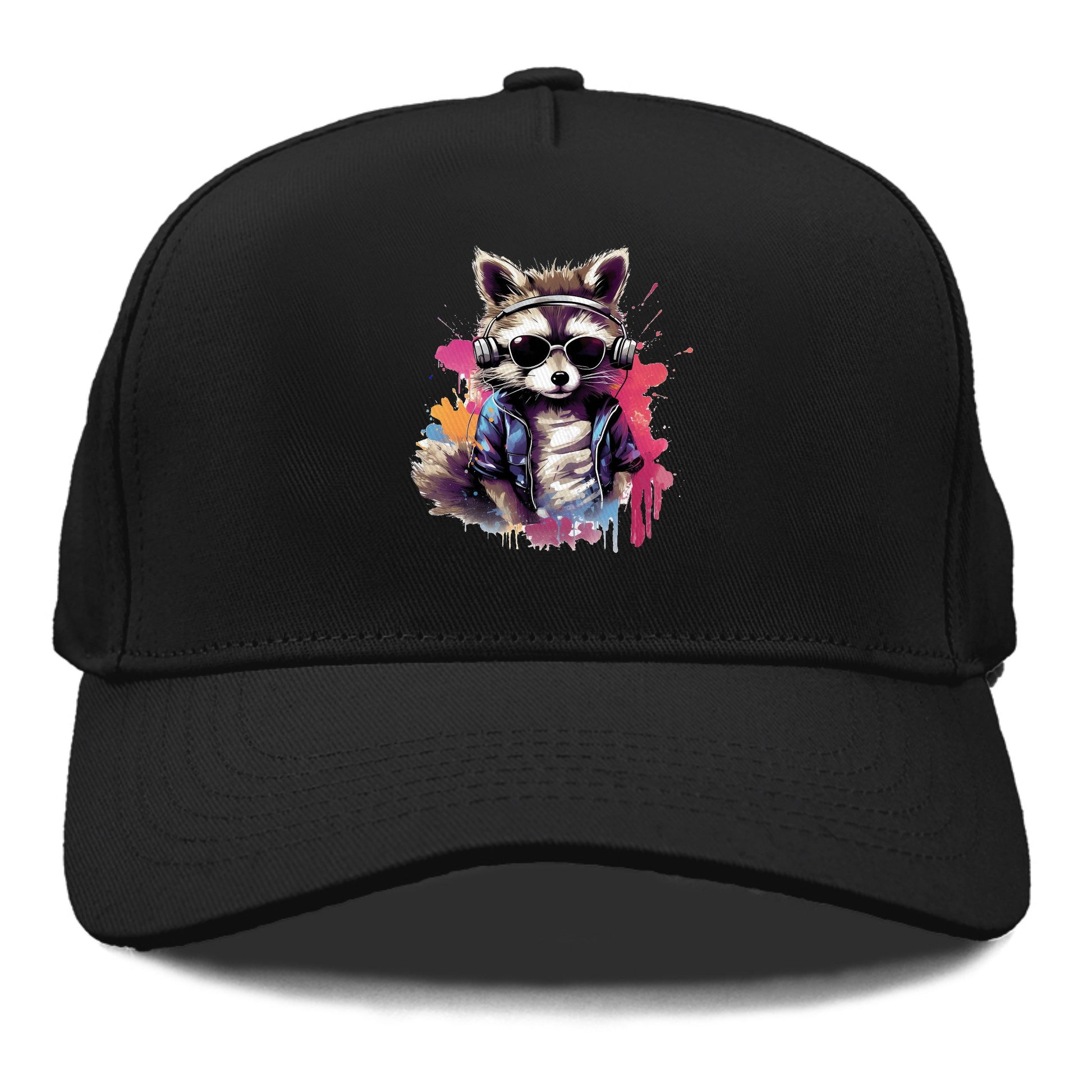 raccoon with headphones Hat