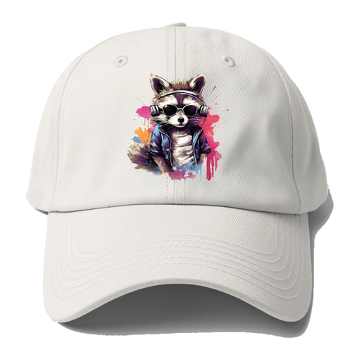 Raccoon With Headphones Baseball Cap