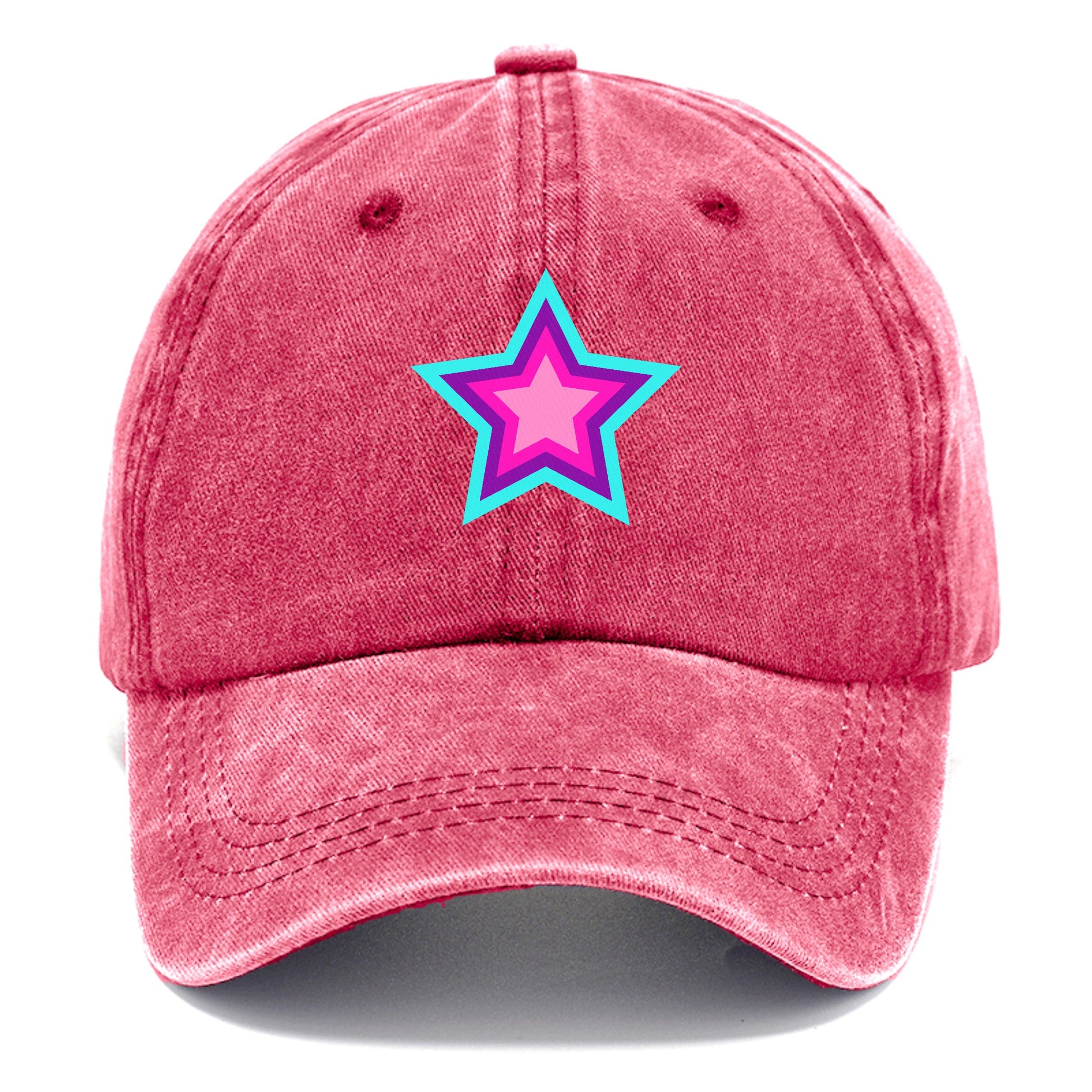 Retro 80s Star Rainbow Blue Hat