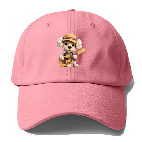 Baby Dog Playing Guitar Baseball Cap For Big Heads