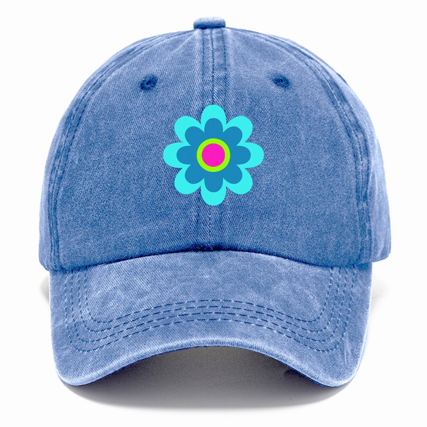 Retro 80s Flower Blue Hat