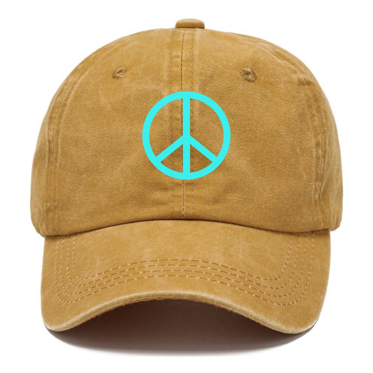 Retro 80s Peace Sign Blue Hat