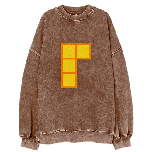 Retro 80s Tetris Blocks Orange Vintage Sweatshirt