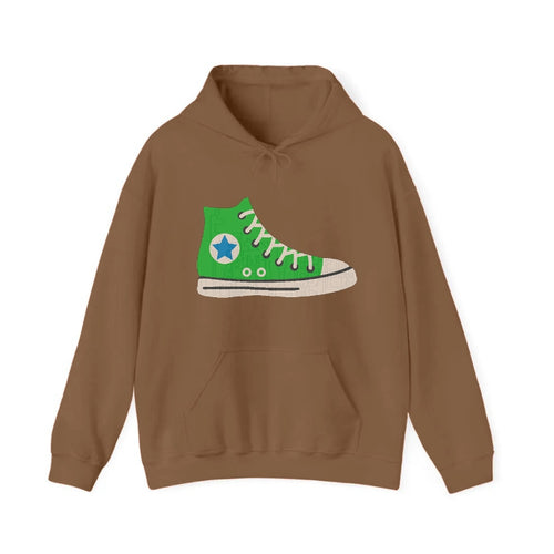 Retro 80s Converse Shoe Green Hooded Sweatshirt