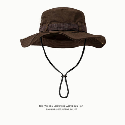 Western Cowboy Hat - Drawstring Fishing Hat with Wide Brim for Summer Sun Protection, Outdoor Fishing, and Hiking