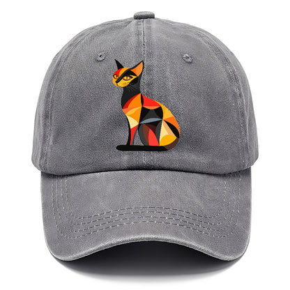 Geometric Cat in Thought Hat