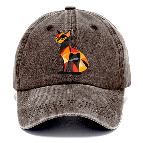 Geometric Cat In Thought Classic Cap