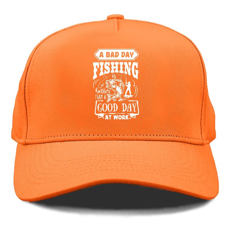 Fishing Hat Cap Strap Back Brown A Bad Day Fishing Better Than Good Day At  Work