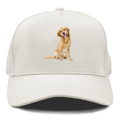 Joyful golden retriever with a radiant smile Hat