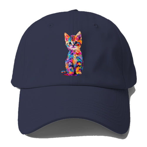 Rainbow Kitten Brushstroke Beauty Baseball Cap For Big Heads