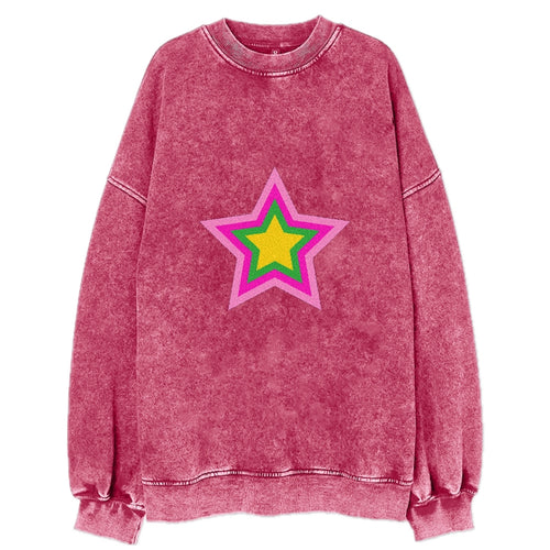 Retro 80s Star Rainbow Pink Vintage Sweatshirt