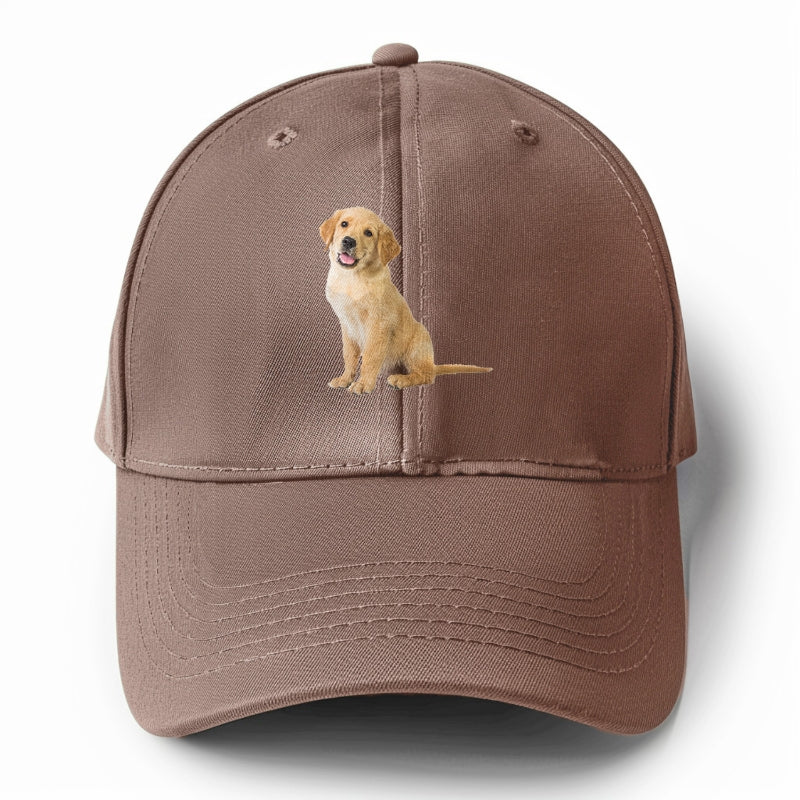 Playful golden pup with a cheerful expression Hat