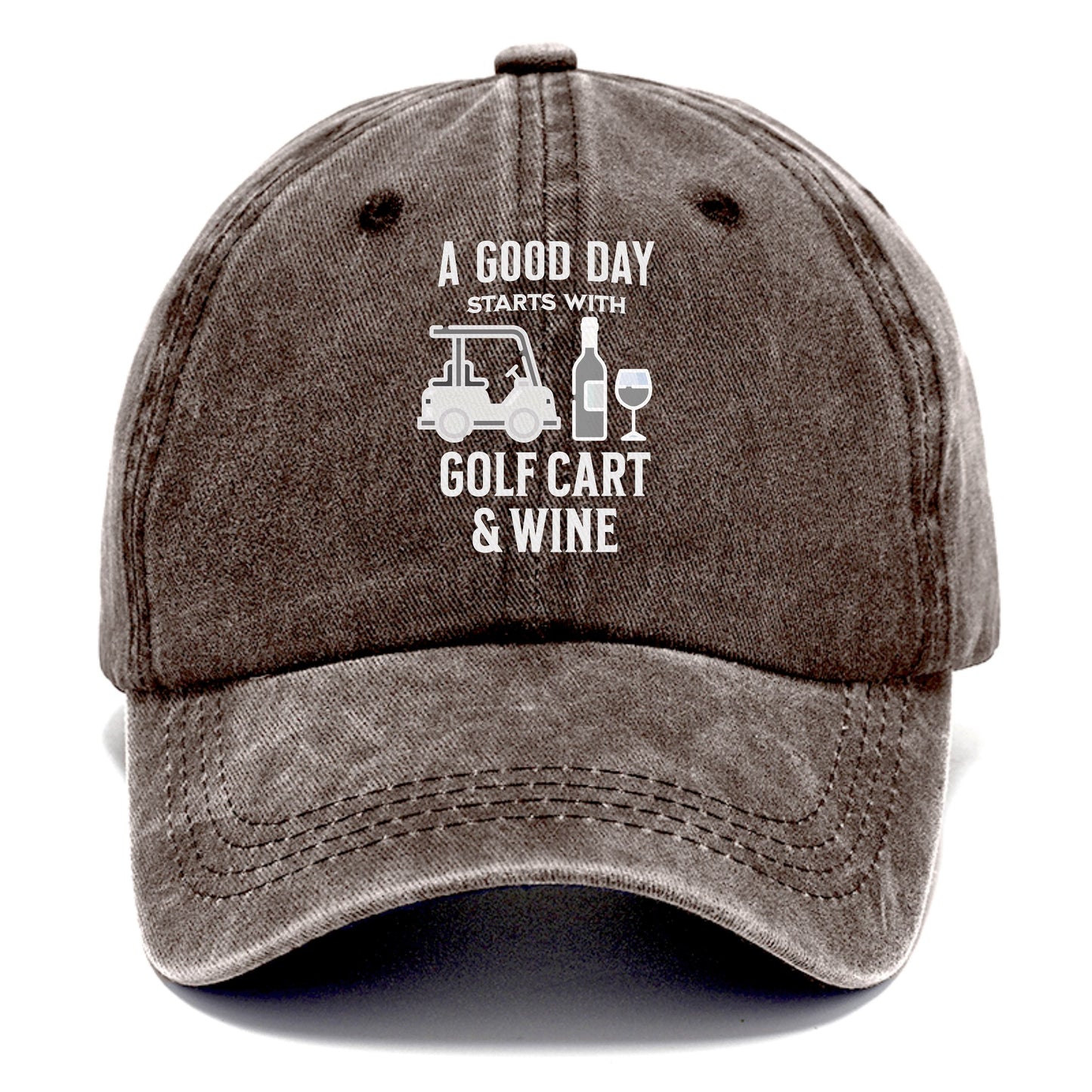 a good day starts with golf cart & wine Hat