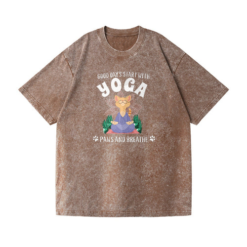 Good Days Start With Yoga, Paws And Breath Vintage T-shirt