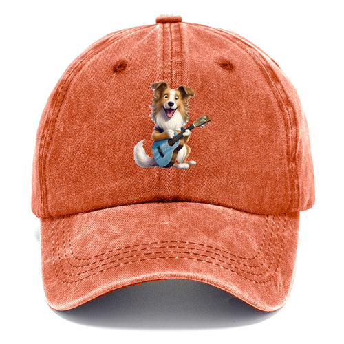 Shepherd Dog Playing A Guitar Classic Cap