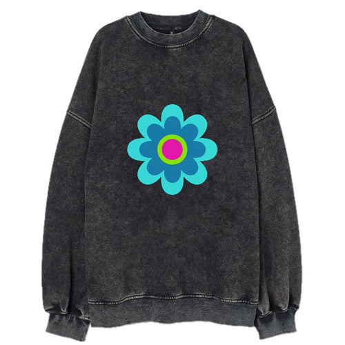 Retro 80s Flower Blue Vintage Sweatshirt