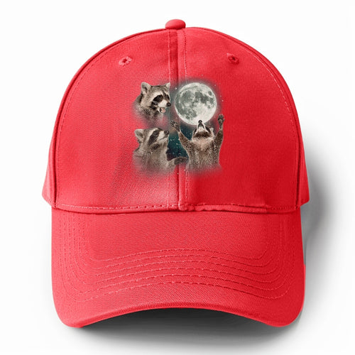 Racoons Howling At The Moon Solid Color Baseball Cap