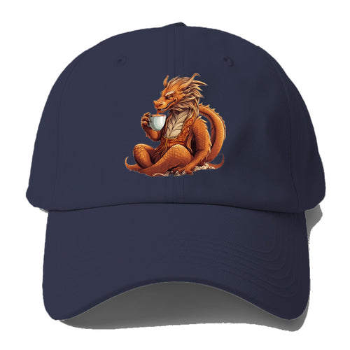 Dragon Drinking Coffee Baseball Cap For Big Heads