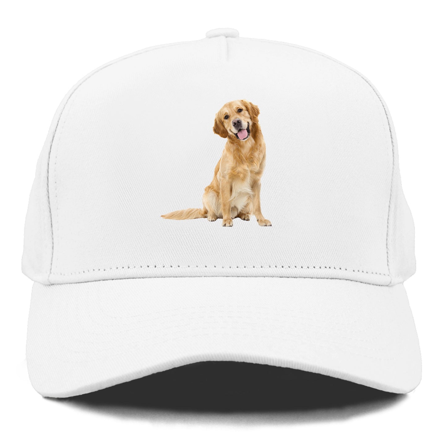 Joyful golden retriever with a radiant smile Hat