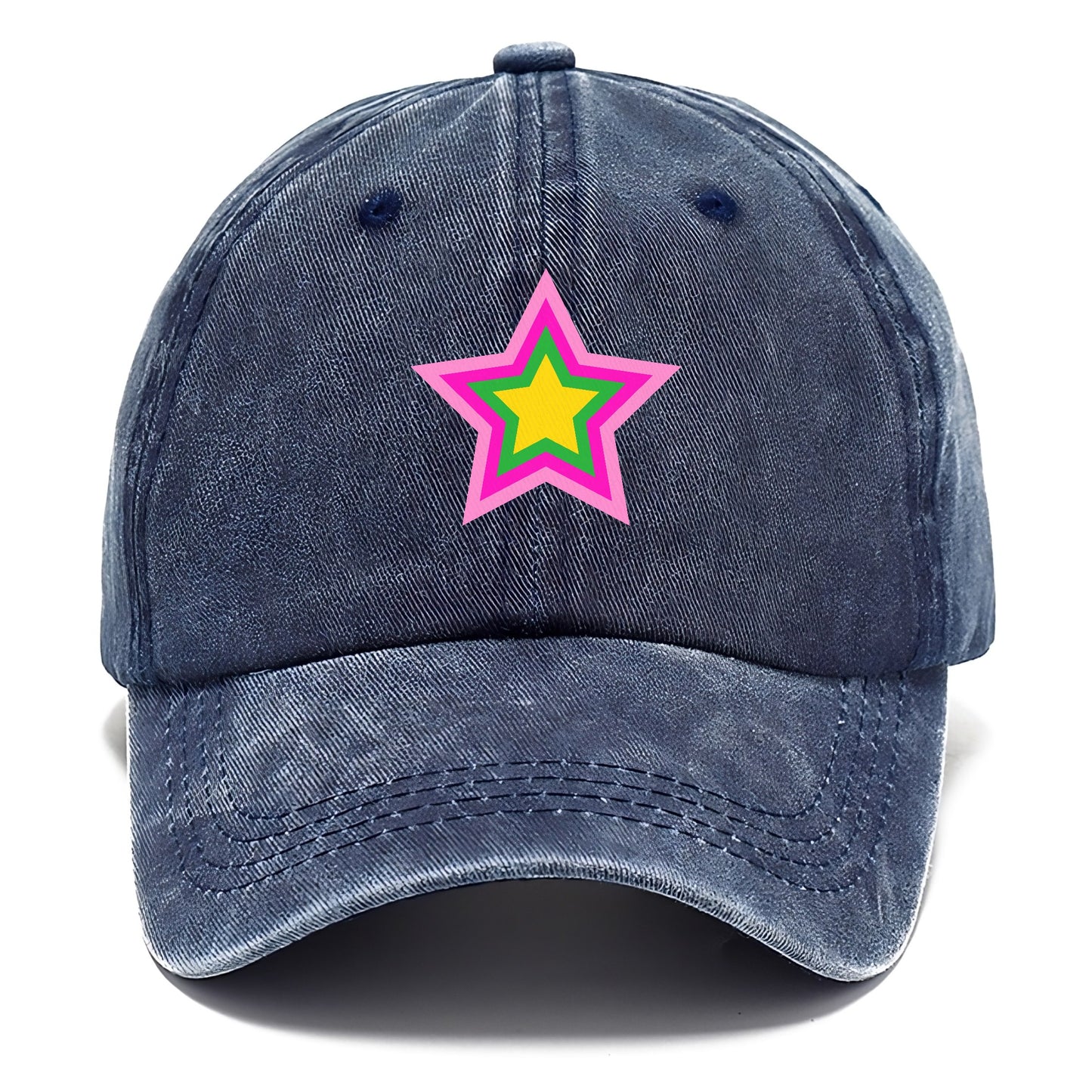 Retro 80s Star Rainbow Pink Hat