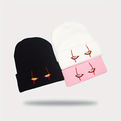 Pandaize Gorro de Punto a Prueba de Viento con protección para los oídos a la Moda con Aterradores Ojos de Payaso para Hombres y Mujeres Sombrero de Cubo