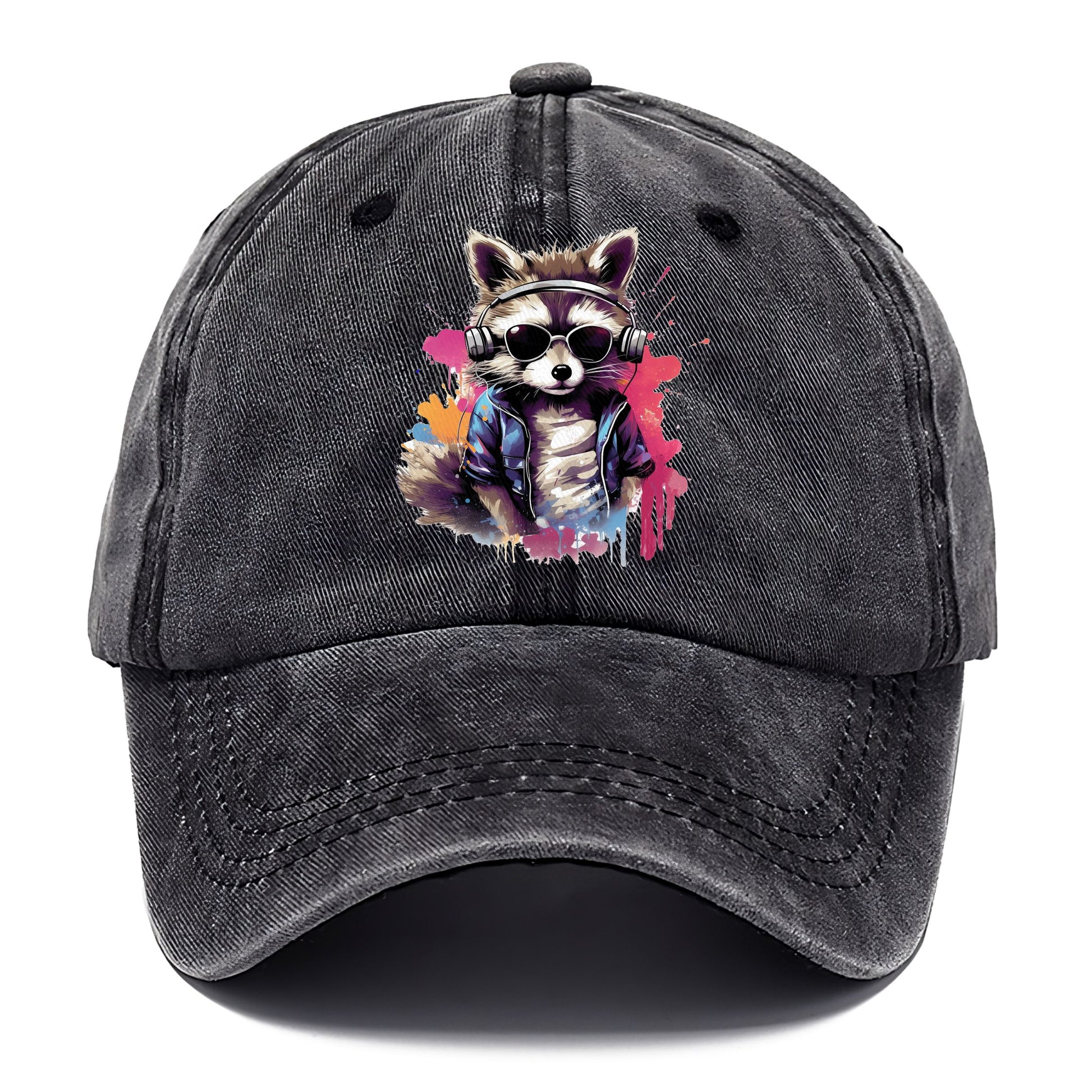 raccoon with headphones Hat