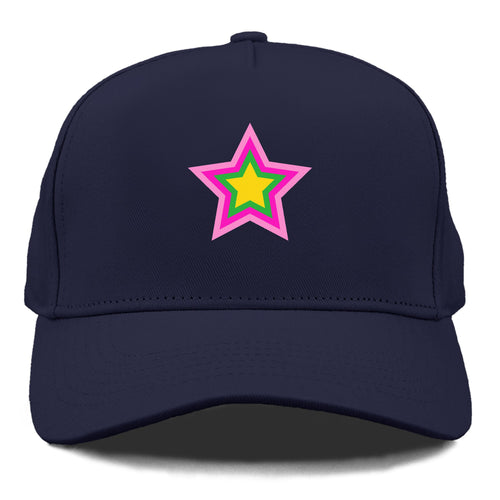 Retro 80s Star Rainbow Pink Cap