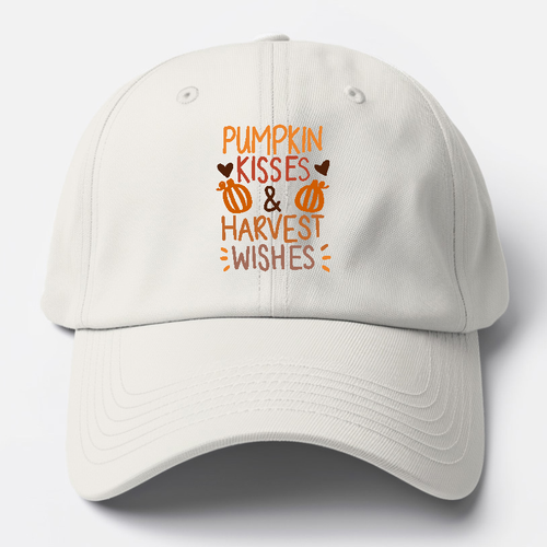 Pumpkin Kisses And Harvest Wishes Baseball Cap