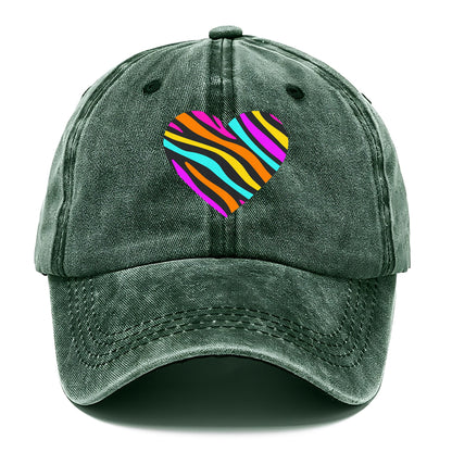 Retro 80s Heart Zebra Print Hat