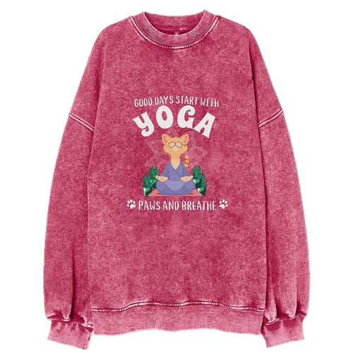 Good Days Start With Yoga, Paws And Breath Vintage Sweatshirt